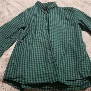 Green gingham button up